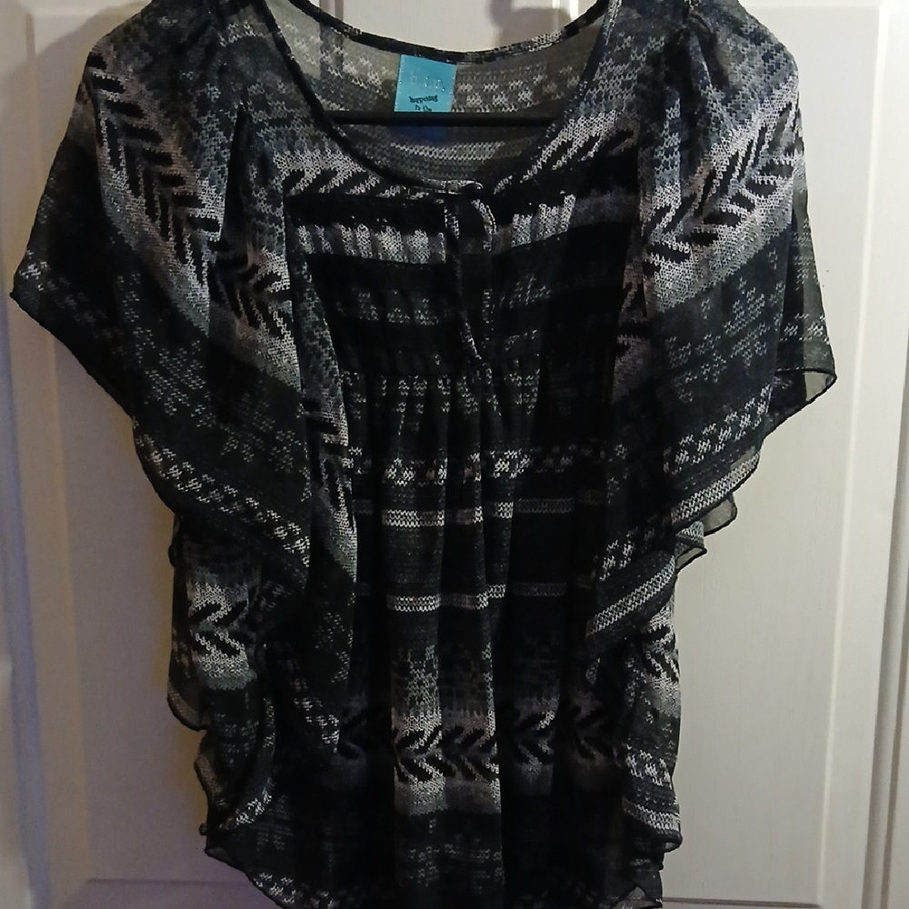 h.i.p. Black and White Patterned Blouse
